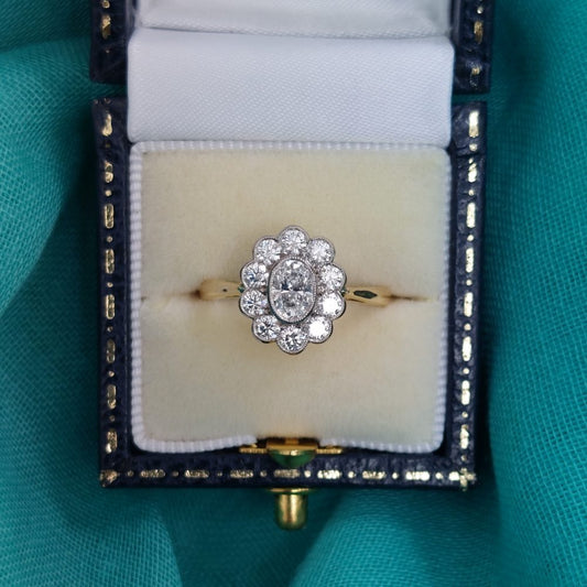 0.87ct Oval Diamond Cluster Ring