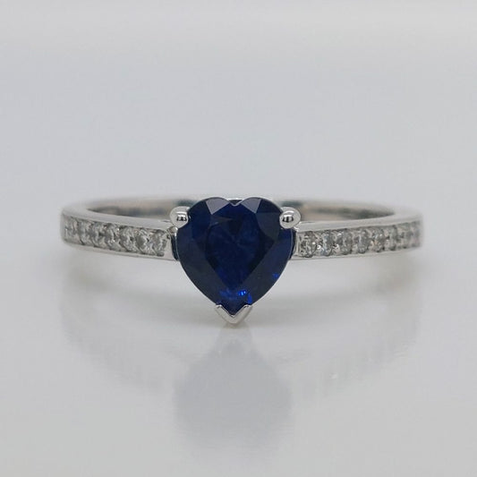 0.90ct Sapphire Heart and Diamond Ring