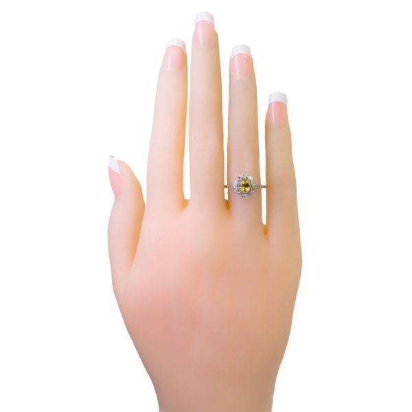 Vintage 1.00ct Yellow Sapphire and Single Cut Diamond Ring