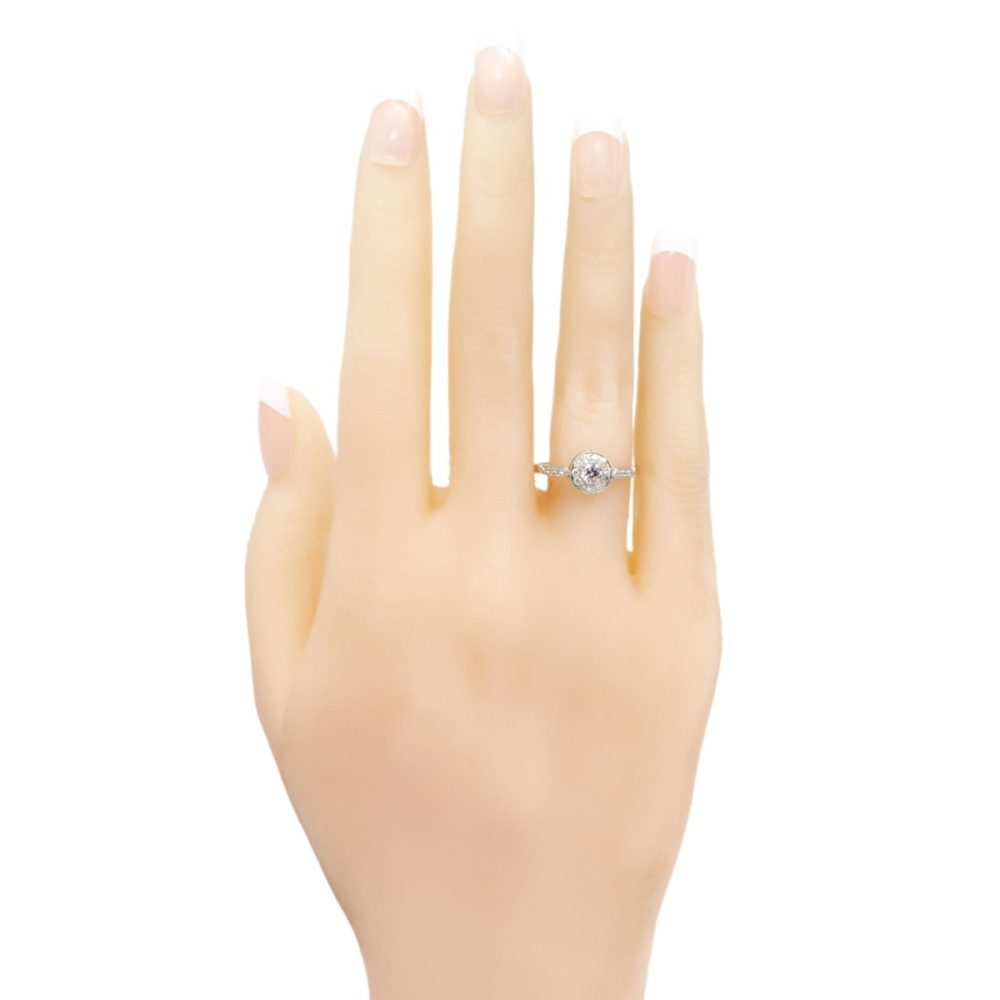 Vintage Platinum Old European Cut Diamond Halo Cluster Ring