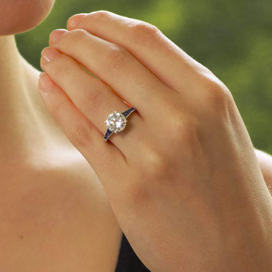 Certified Diamond and Sapphire Solitaire Ring