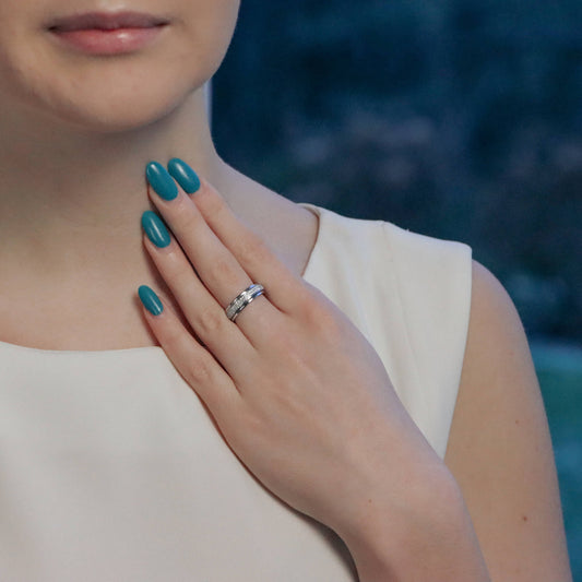 Contemporary Diamond Spin Eternity Ring In White Gold