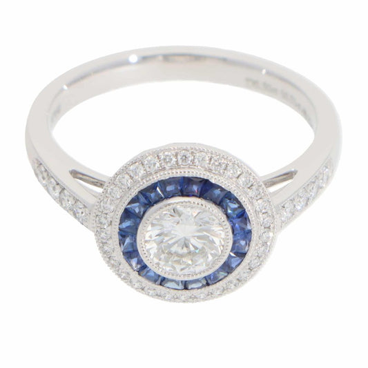 Art Deco Style Sapphire and diamond target cluster ring side