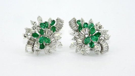 George Hakim Emerald and Diamond Clip On Earrings