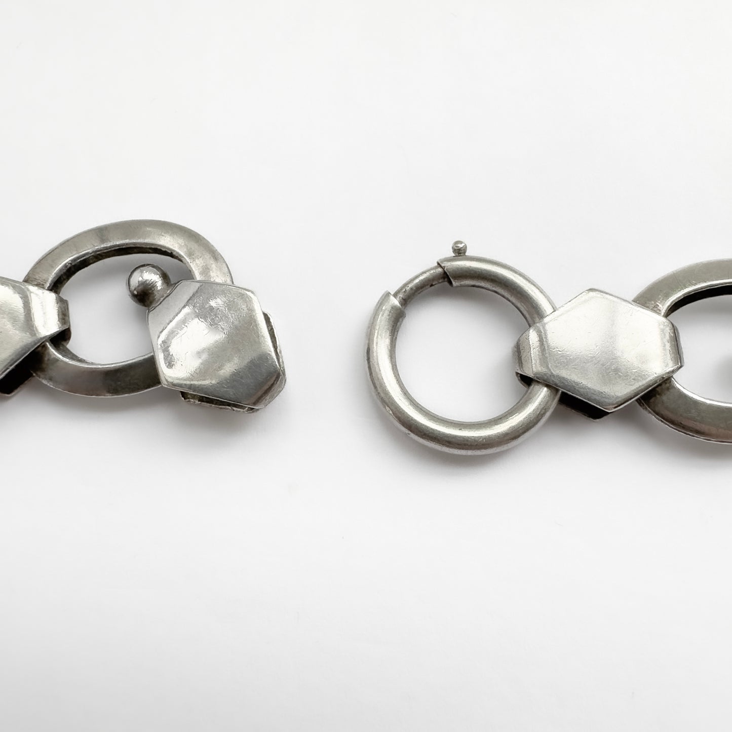 Vintage Late Art Deco 1938 Silver Fancy Link Chain Necklace