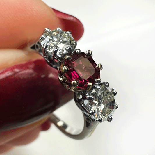 Ruby Diamond Trilogy Ring
