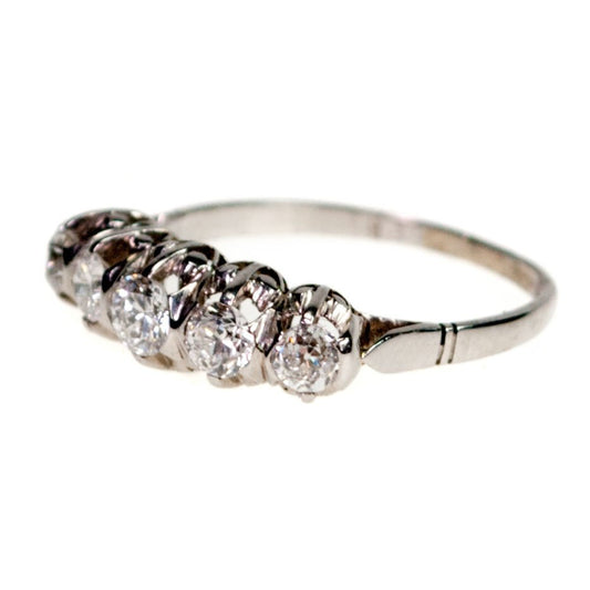 Antique Edwardian Old European Cut Diamond Ring, Platinum