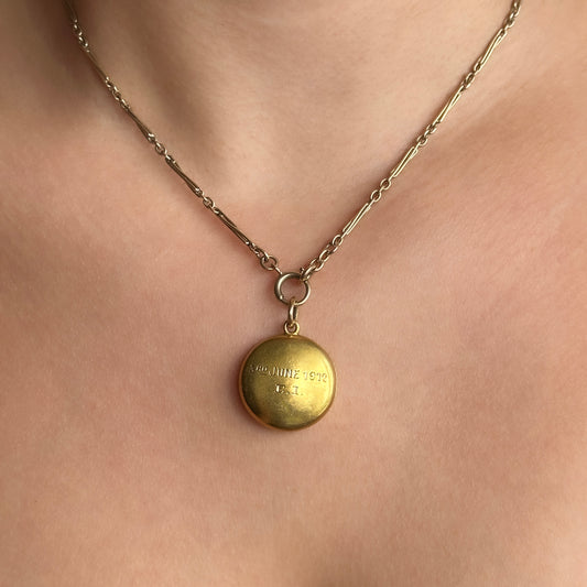 Antique 15ct Yellow Gold Memorial Triple Locket Pendant with Forget Me Not Victorian Edwardian
