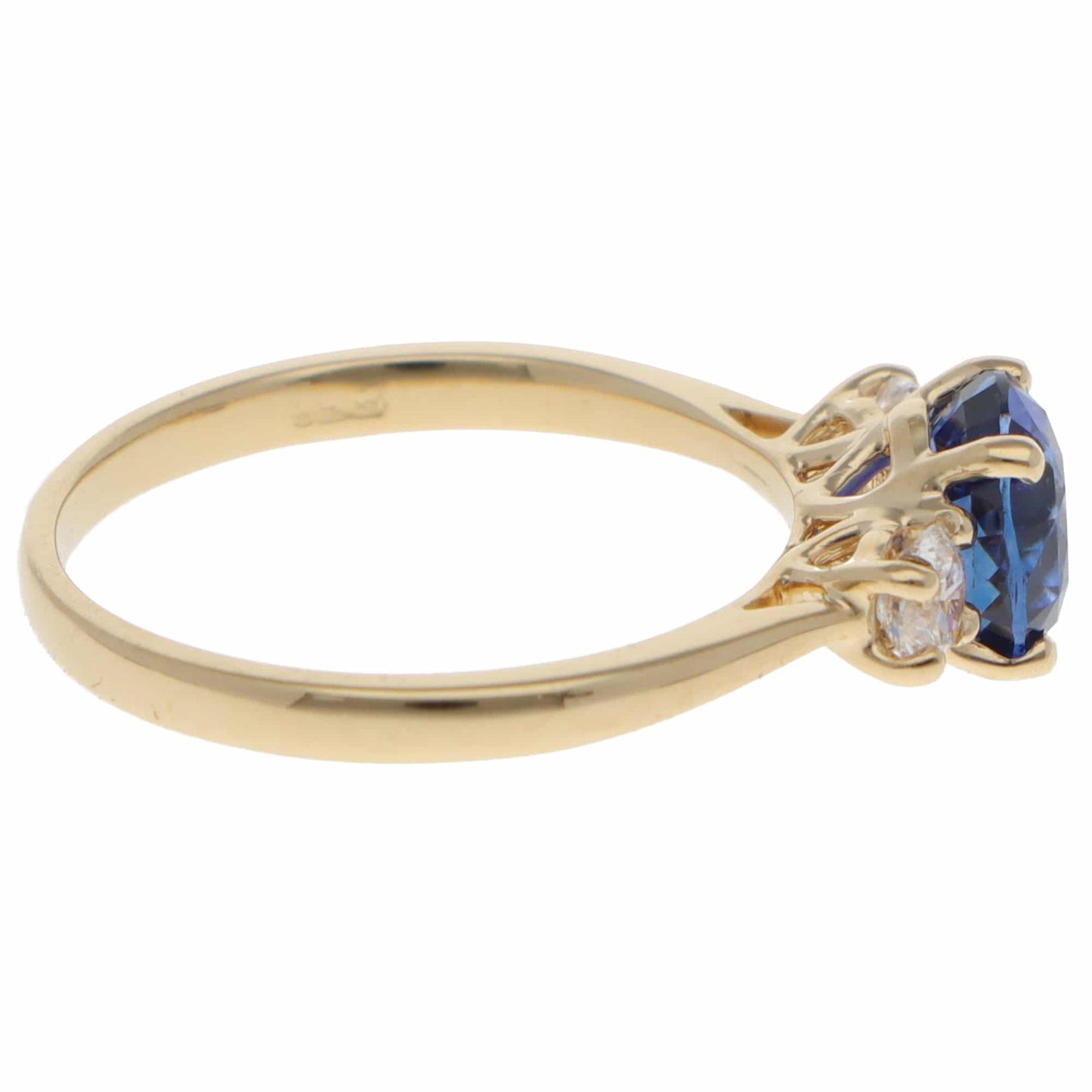Contemporary Sapphire and Diamond Three Stone Engagement Ring, S: 1.13cts