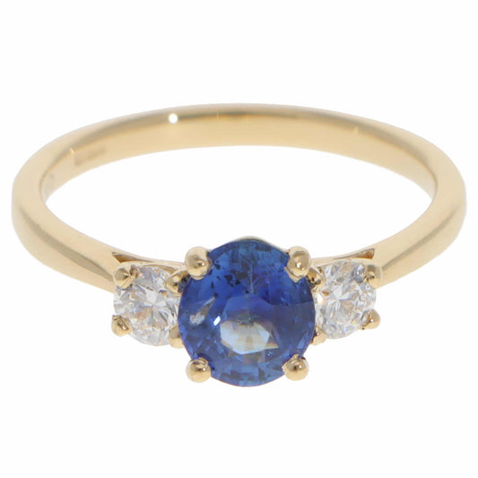 Contemporary Sapphire and Diamond Three Stone Engagement Ring, S: 1.13cts