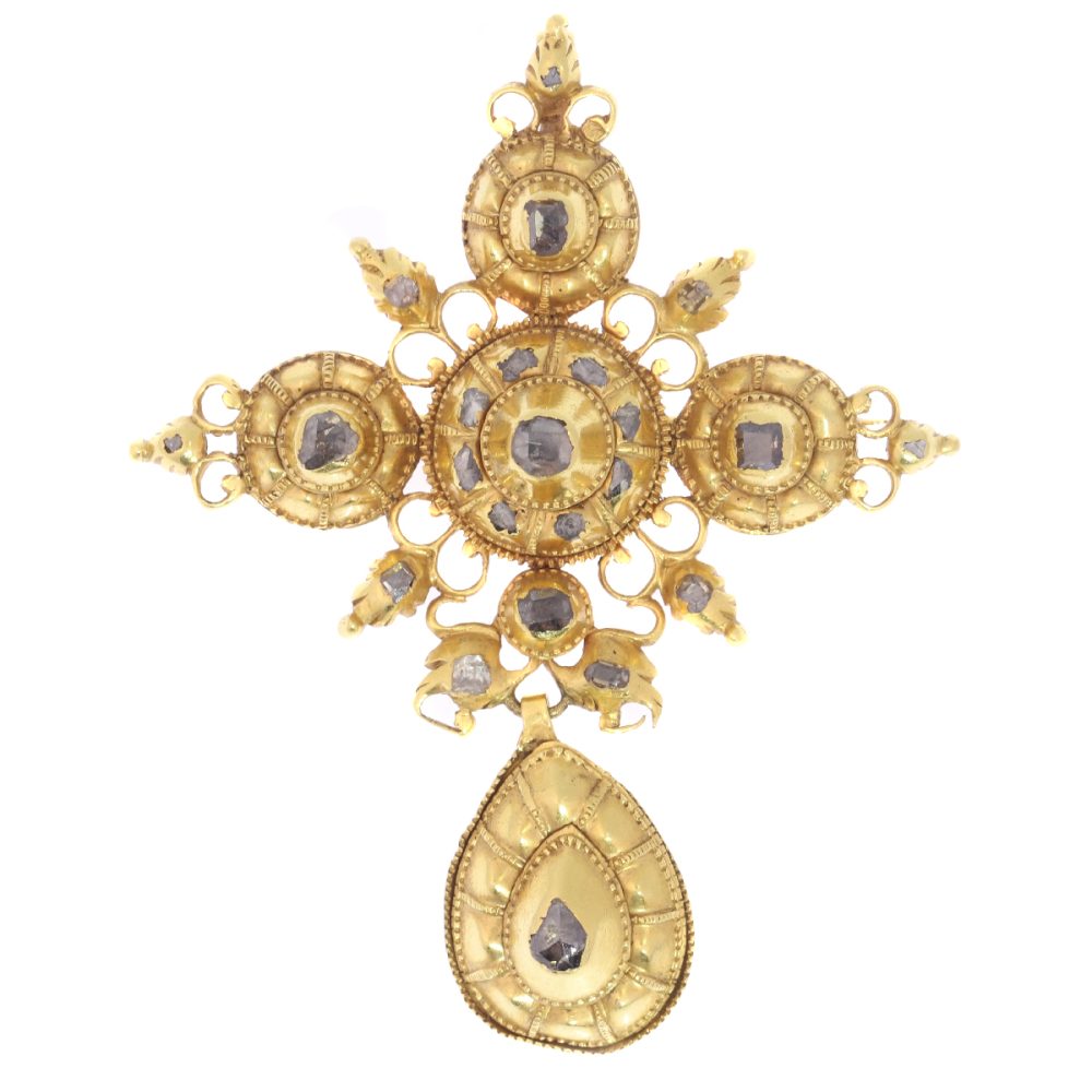 17th Century Gold and Rose Cut Diamond Cross