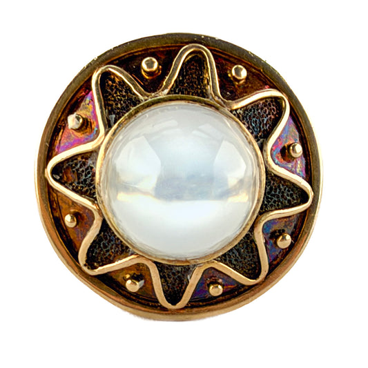 1970s Moonstone Statement Ring 14ct gold front view