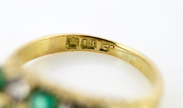 Antique Victorian Emerald and Diamond Ring in 18ct Yellow Gold, Circa 1890s