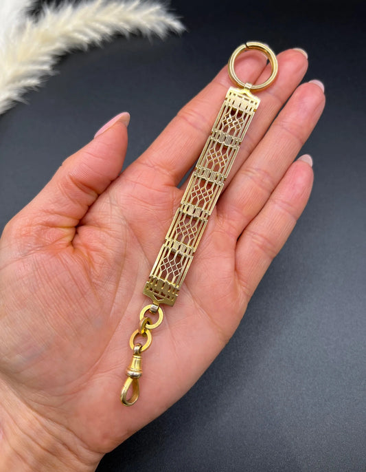 Antique 9 Carat Yellow Gold Gate Link Chain Extender Pendant, Circa 1900