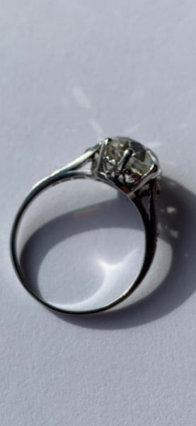 Old Mine Cushion Cut Diamond Solitaire Engagement Ring, 4.82 carats