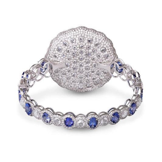 Tanzanite and Diamond Cuff Bracelet, 43.27 carat total, 18ct White Gold