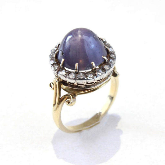 Antique Victorian Purple Star Sapphire Cluster Ring