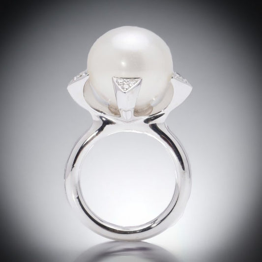 Akoya Pearl and Diamond Cocktail Ring by Utopia