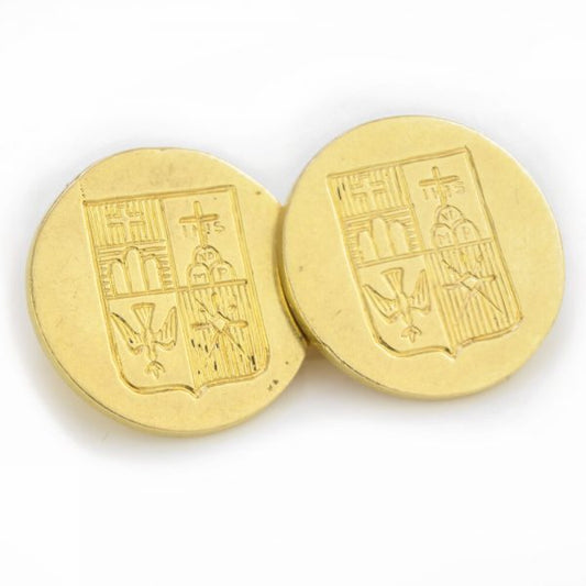 Vintage 18ct Yellow Gold Cufflinks with Crest, Circa 1950s-1960s