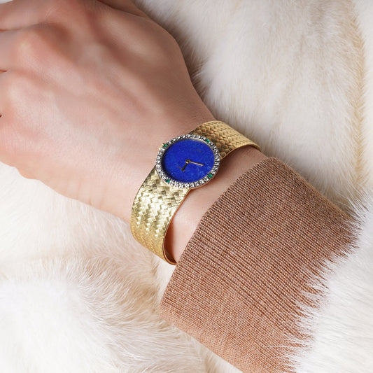 Piaget 18ct Gold Watch with Lapis Lazuli, Diamonds and Emeralds