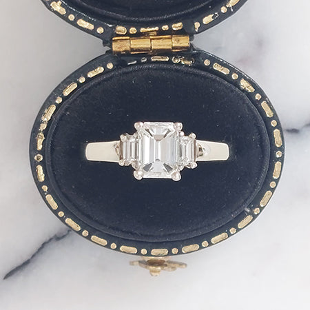 1.02ct Baguette Cut Diamond Three Stone Engagement Ring