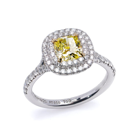 Tiffany and Co 0.85ct Fancy Yellow Diamond Cluster Ring