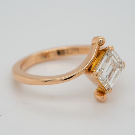 1.03ct Emerald Cut Diamond Rose Gold Solitaire Ring