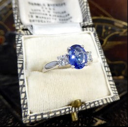 1.05ct Tanzanite and Diamond Three Stone Ring