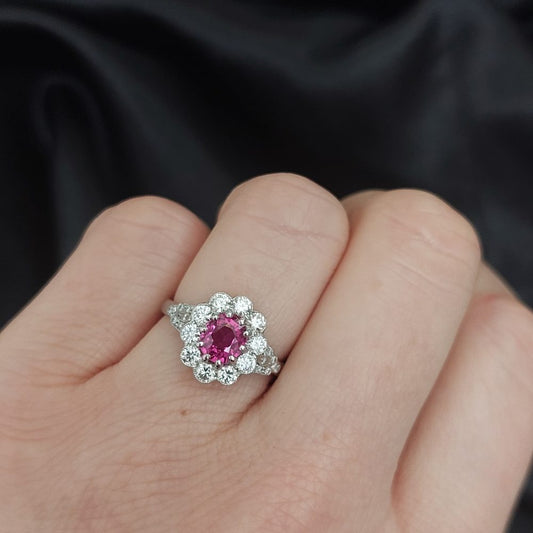 1.60ct Pink Sapphire and Diamond Cluster Ring