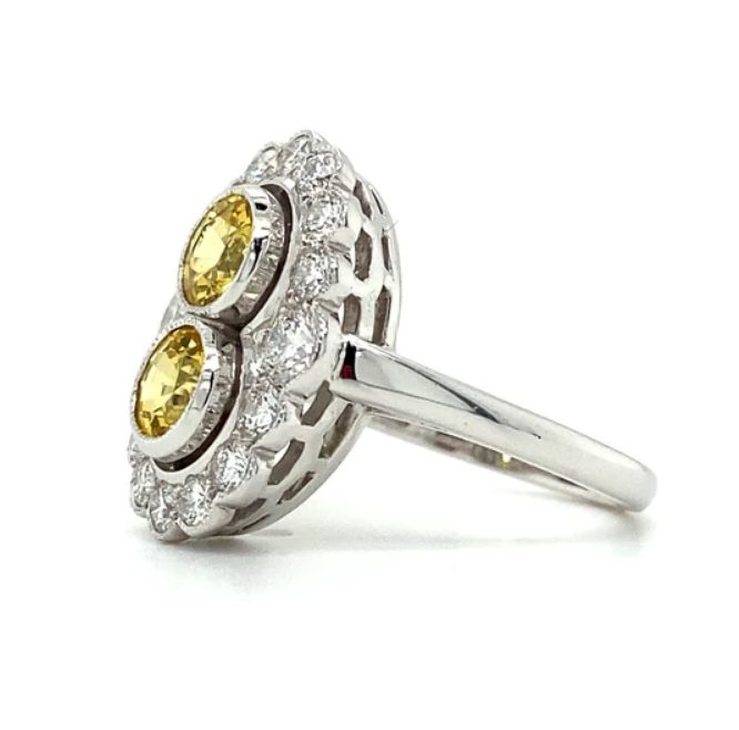 1.82ct Yellow Sapphire And Diamond Cluster Ring