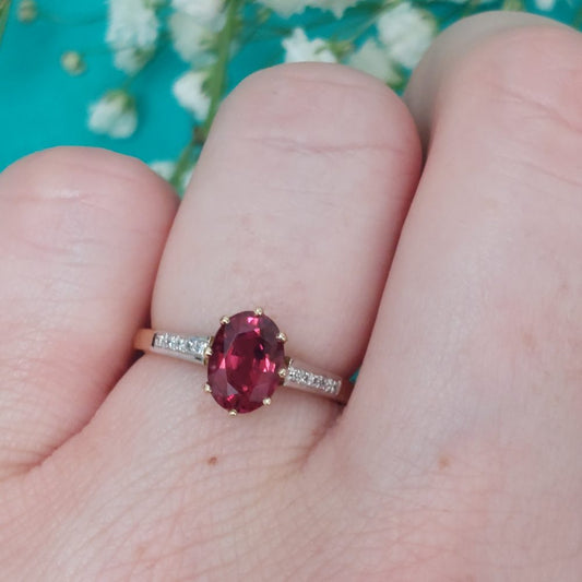 1.83ct Red Spinel Ring with Diamond Set Shoulers