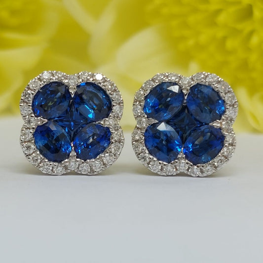 1.88ct Sapphire and Diamond Cluster Stud Earrings