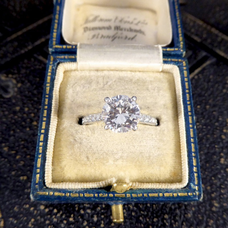 1.91ct Brilliant Cut Diamond Solitaire Ring with Diamond Shoulders