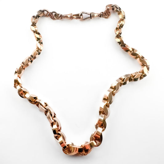 Edwardian Antique Graduated Fancy Link Curb Chain Necklace