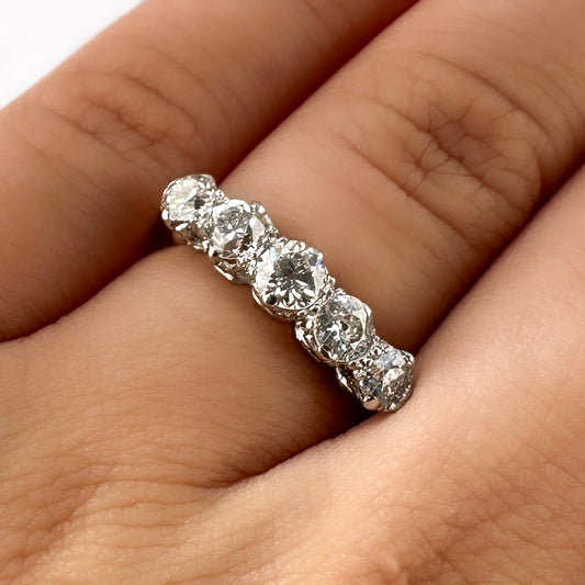 Antique Edwardian Old Diamond Five Stone Ring, 1.75 carats