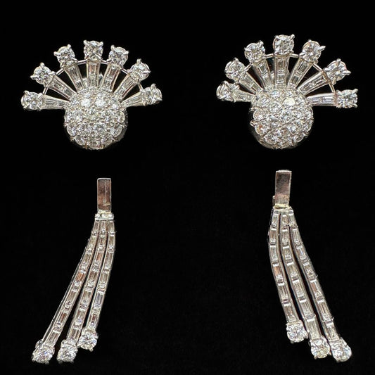 Vintage Art Deco Diamond Day and Night Earrings, 5cts