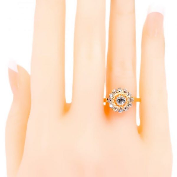 Victorian Style Old Cut Diamond Cluster Ring, 1.10cts, 18ct Yellow Gold
