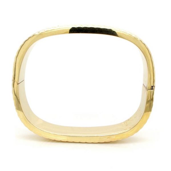 Vintage 18ct Yellow Gold Textured Chunky Hinged Bangle Bracelet