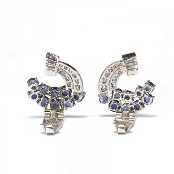 Vintage Sapphire, Diamond and Platinum Earrings, 5.00 carats