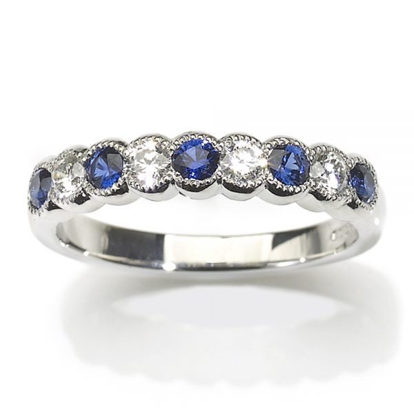 Sapphire & Diamond Half Eternity Ring
