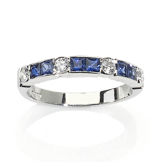 Sapphire and Diamond Half Eternity Ring