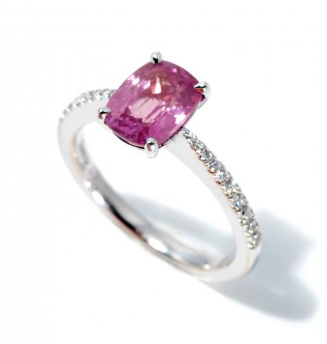 Pink Sapphire & Diamond Ring