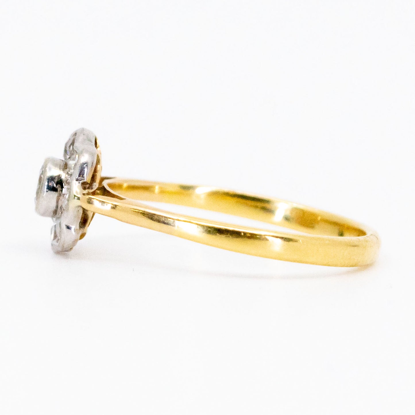 Antique 14 Carat Yellow and White Gold Diamond Cluster Ring, 0.60 Carat