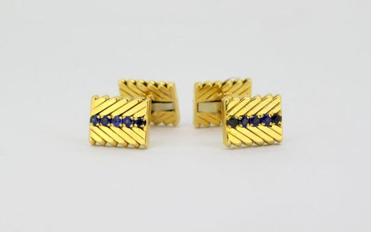 Vintage Van Cleef and Arpels 18ct Yellow Gold Sapphire Set Cufflinks