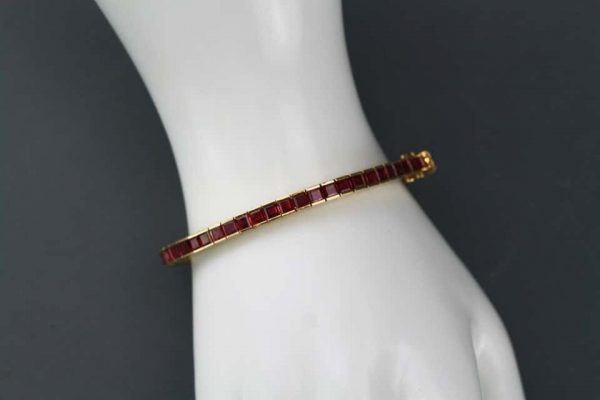 Vintage 8.00ct Burma Ruby Tennis Bracelet, 18ct Yellow Gold
