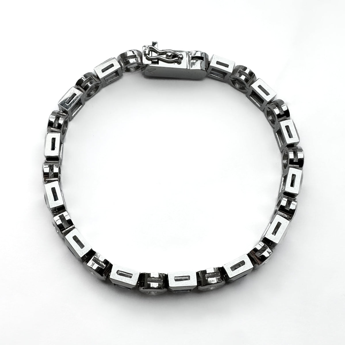 Vintage 4.2ct Princess Cut Sapphire and Diamond Bracelet
