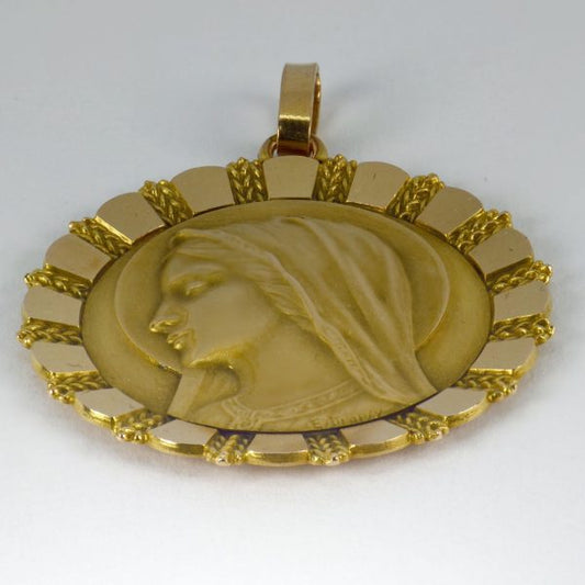 French Virgin Mary 18ct Yellow Gold Pendant by Emile Dropsy