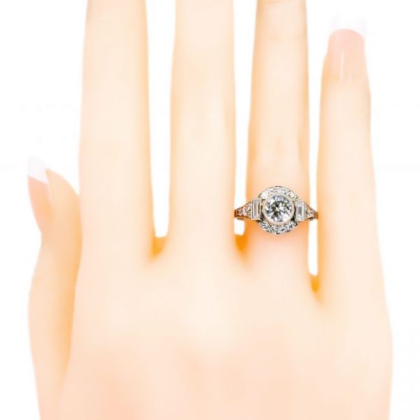 Vintage Art Deco Style Diamond and Platinum Cluster Ring, 1.39 carats