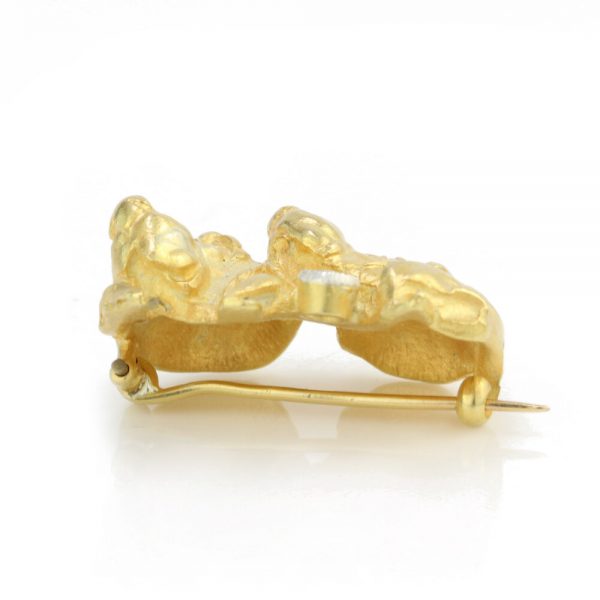 Antique Edwardian 18ct Gold Basset Hound Dog Brooch with Old Cut Diamond