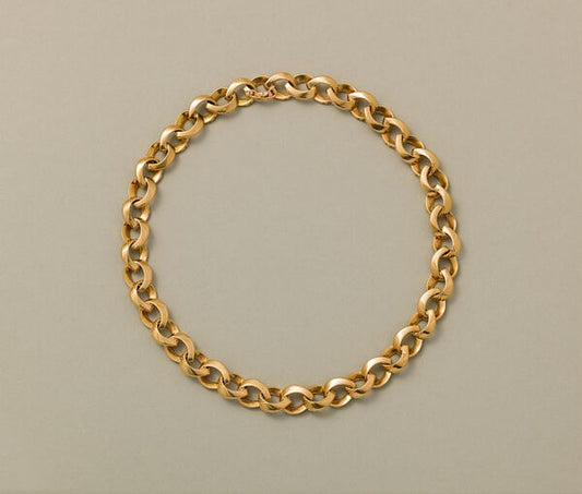 Vintage French 18ct Yellow Gold Fancy Link Curb Necklace